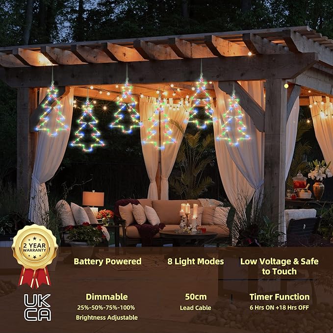 3 Pack Christmas Window Lights, 45 LED Christmas Tree-Shaped Remote Control Indoor/Outdoor