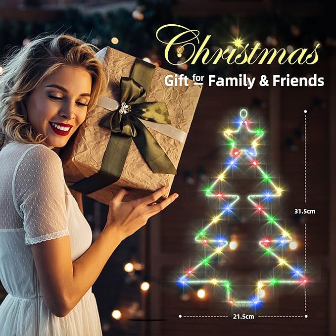 3 Pack Christmas Window Lights, 45 LED Christmas Tree-Shaped Remote Control Indoor/Outdoor