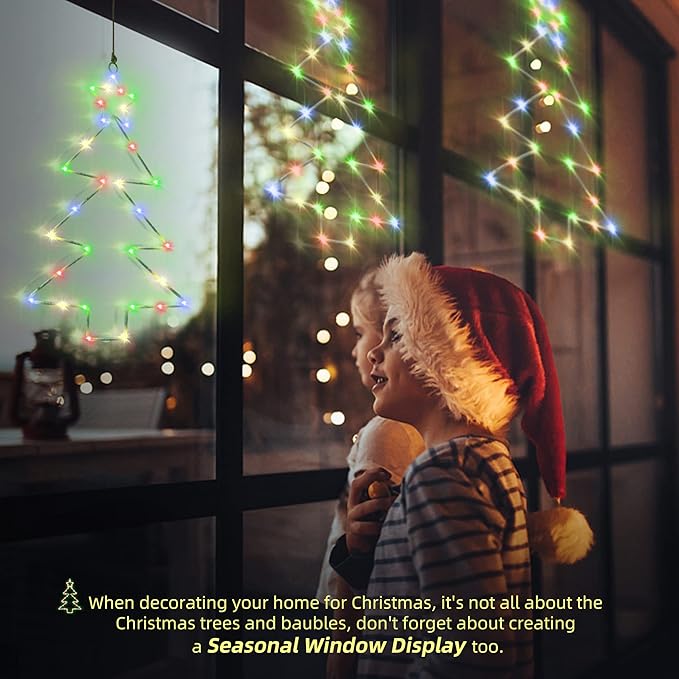 3 Pack Christmas Window Lights, 45 LED Christmas Tree-Shaped Remote Control Indoor/Outdoor