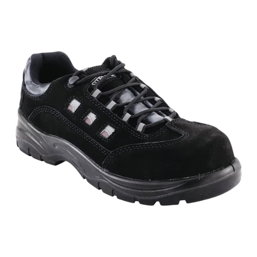 Sitesafe Unisex Safety Trainers, Black, Leather Upper, Composite Toe Cap, S1P - Size 13