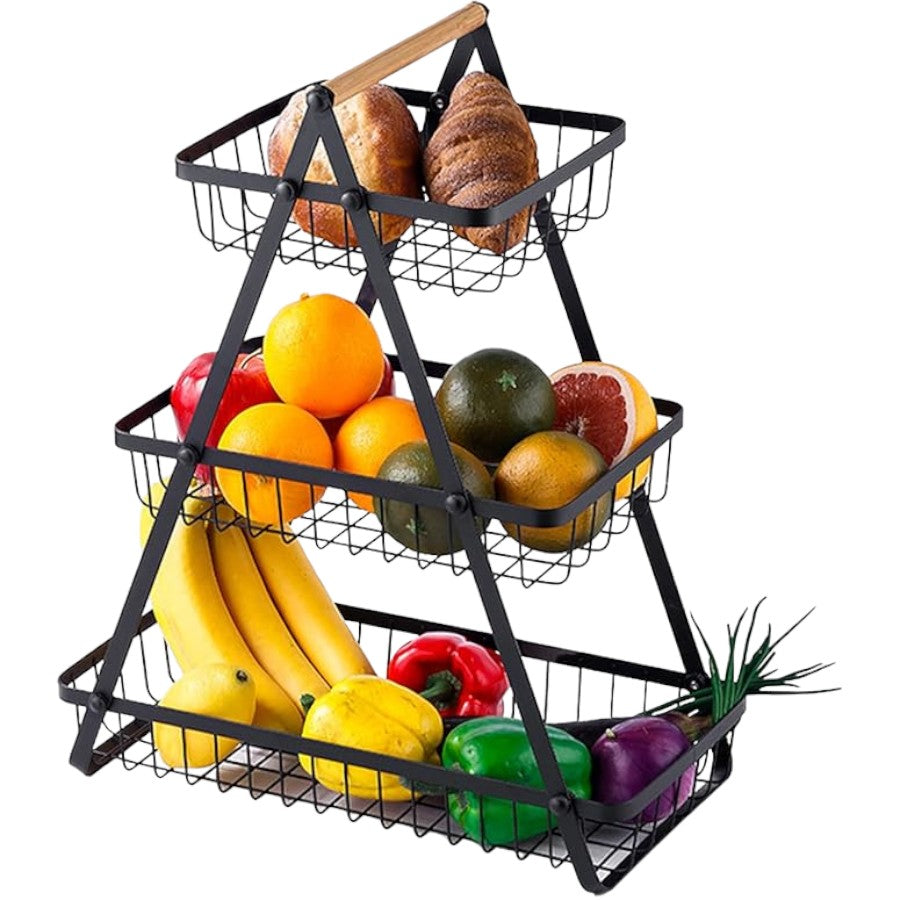 3 Tier Fruit Basket Handle Holder Rack Vegetable Bowl Storage Stand Dining Unit