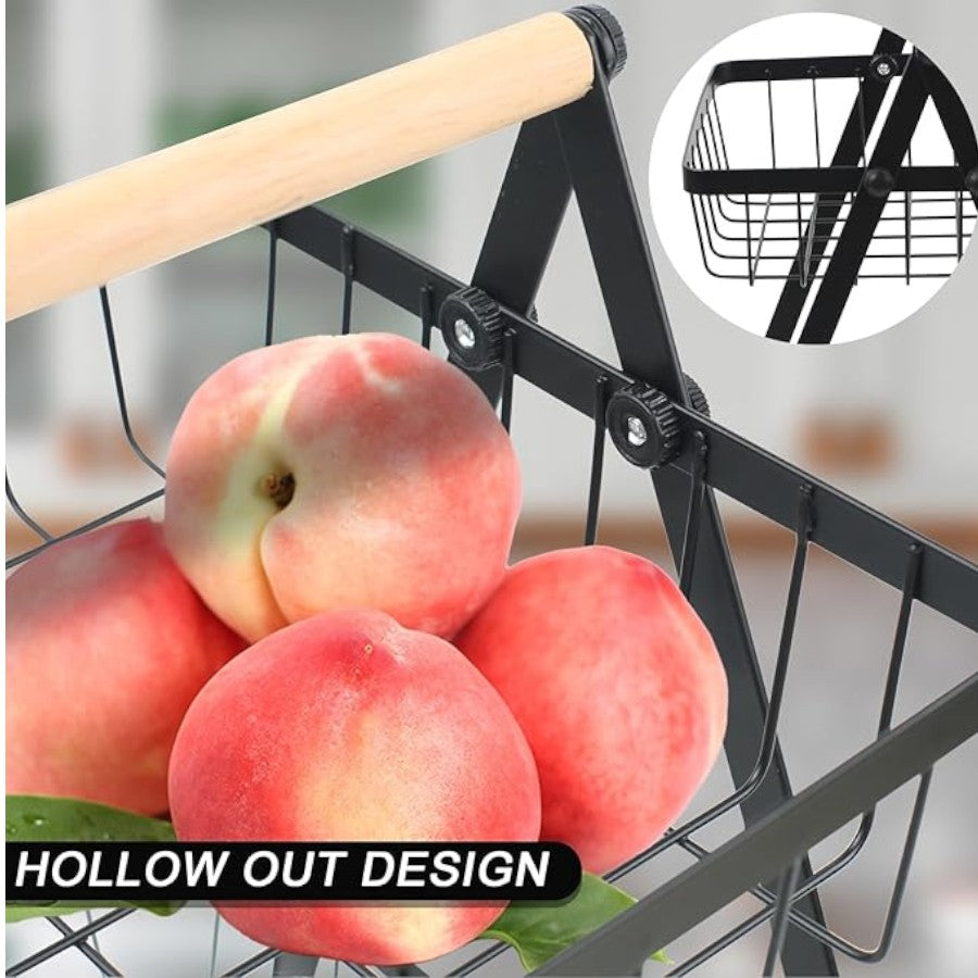 3 Tier Fruit Basket Handle Holder Rack Vegetable Bowl Storage Stand Dining Unit