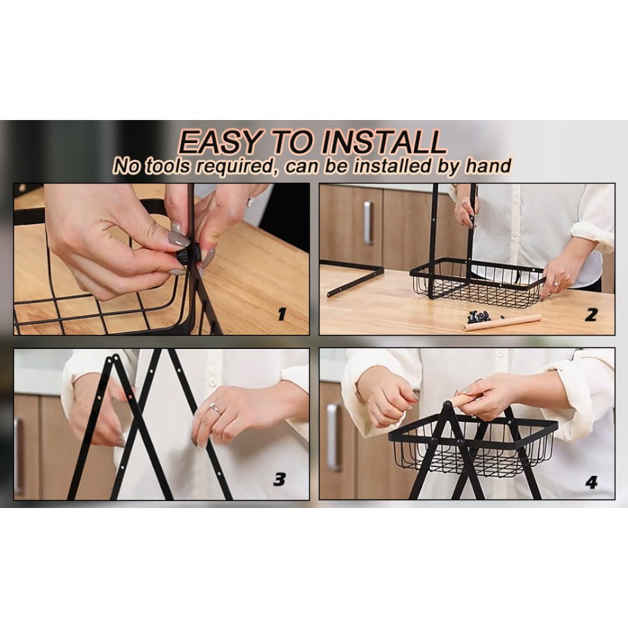 3 Tier Fruit Basket Handle Holder Rack Vegetable Bowl Storage Stand Dining Unit