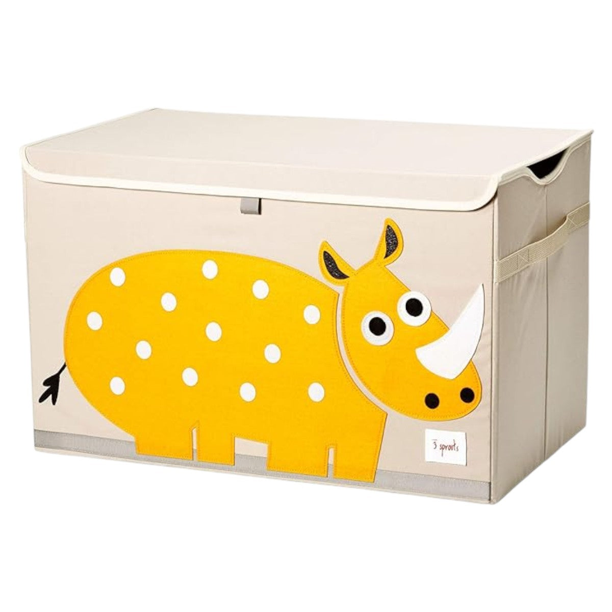 3 Sprouts - Collapsible Toy Storage Chest With Lid & Handles 24x14.5x15inch - Yellow Rhino