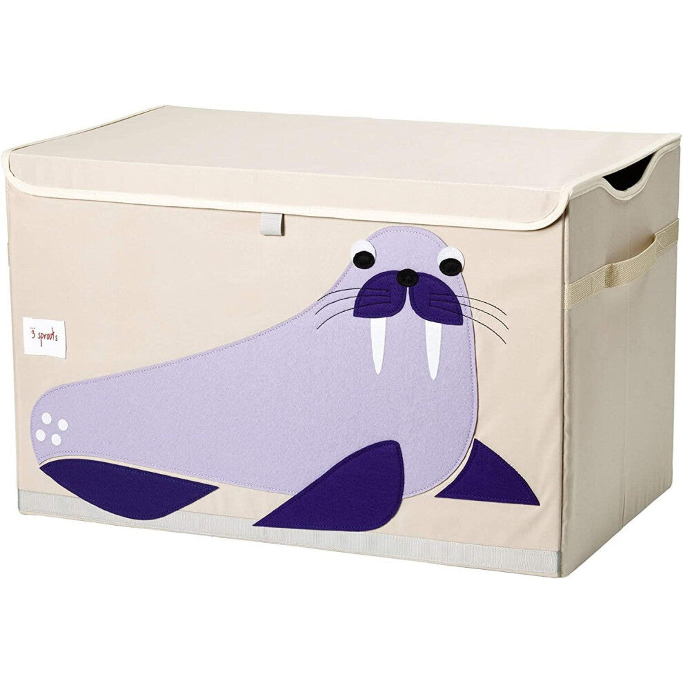 3 Sprouts - Collapsible Kids Storage Chest with Lid & Handles 24x14.5x15inch - Purple Walrus