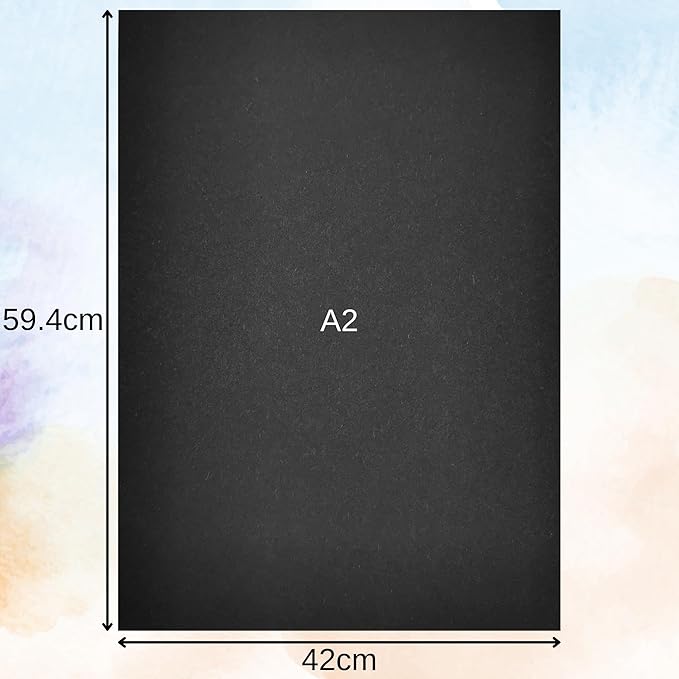 A2 Black Sugar Paper 250 Sheets Pack 100 gsm