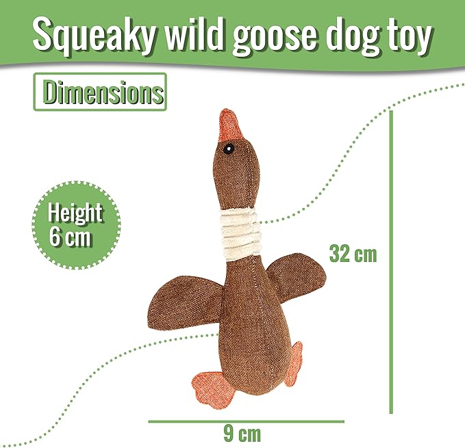 Affectionate Pets Plush Wild Goose Squeaky Toy for Small & Medium Dogs - Soft, Durable, Washable - Brown