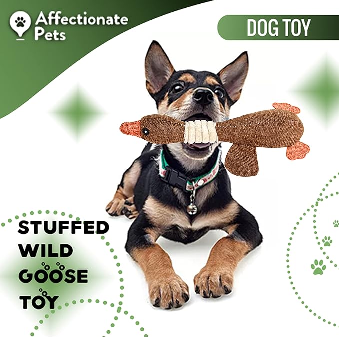 Affectionate Pets Plush Wild Goose Squeaky Toy for Small & Medium Dogs - Soft, Durable, Washable - Brown