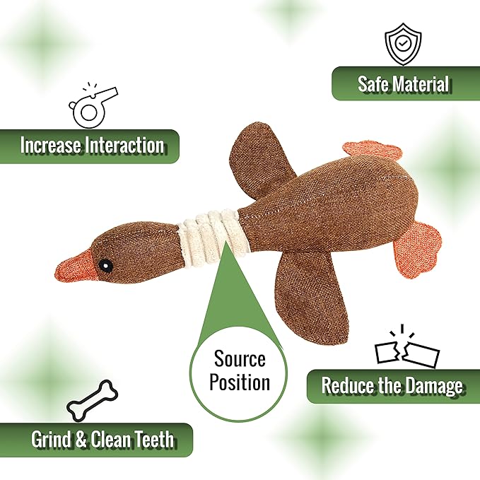Affectionate Pets Plush Wild Goose Squeaky Toy for Small & Medium Dogs - Soft, Durable, Washable - Brown