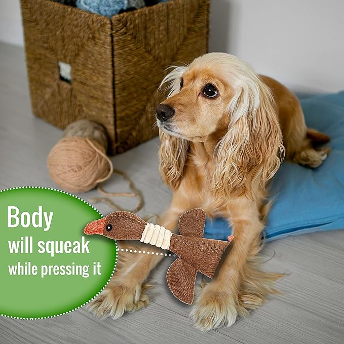Affectionate Pets Plush Wild Goose Squeaky Toy for Small & Medium Dogs - Soft, Durable, Washable - Brown