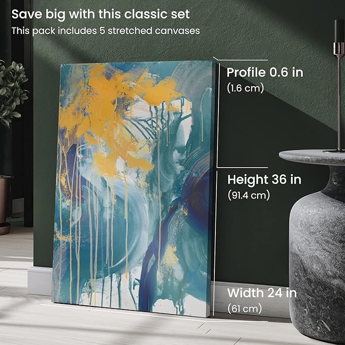 Arteza 24x36" (60x90cm) 100% Cotton Stretched Primed Canvas- 2 Pack