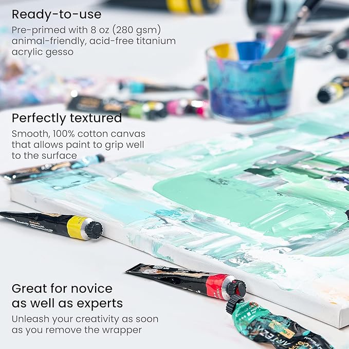 2 Pack Large Arteza Artist Canvas - 100% Cotton Primed Classic Stretched- 30"x40" (80x100cm) -