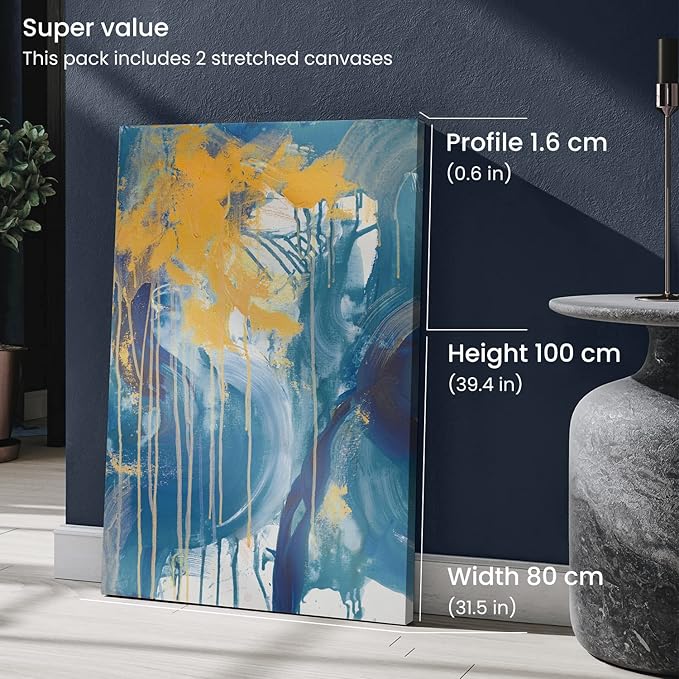 2 Pack Large Arteza Artist Canvas - 100% Cotton Primed Classic Stretched- 30"x40" (80x100cm) -