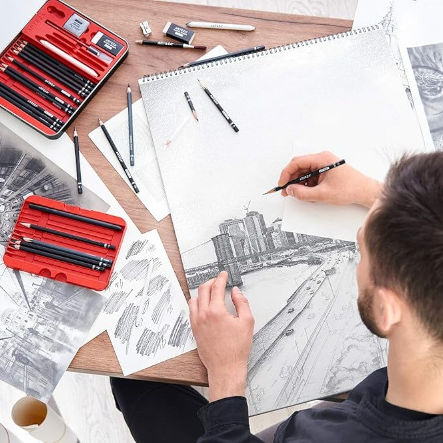 Arteza A2 Premium 30 Sheet Drawing Paper Pad Acid Free Spiral Bound 46x61cm 120gsm