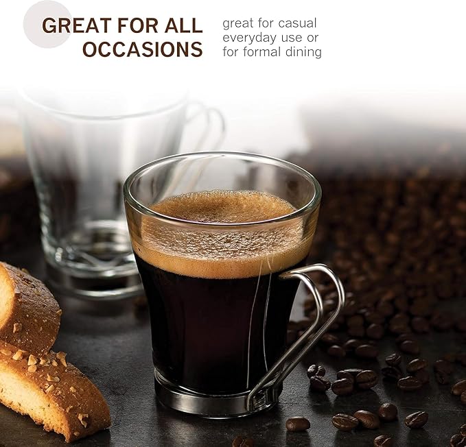 Bormioli Rocco Oslo Large Coffee/Tea Mug Set of 6 in Clear Glass - 320ml / 11oz