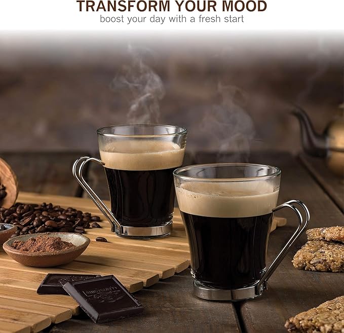 Bormioli Rocco Oslo Large Coffee/Tea Mug Set of 6 in Clear Glass - 320ml / 11oz