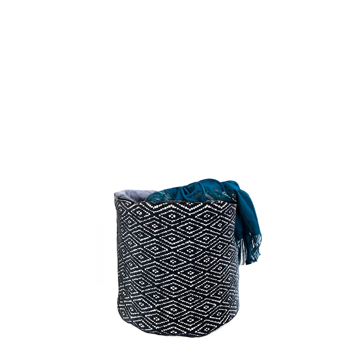 2-Pack Black & White Woven Fabric Storage Baskets – Cotton Blend, Large & Medium Sizes