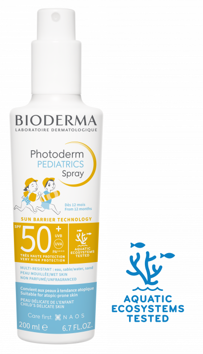 Bioderma Photoderm Pediatrics Spray bottle on a white background