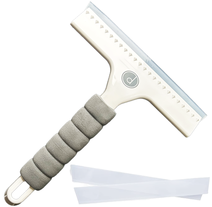 Soft Grip Silicone Squeegee Bundle – White, 19cm Blade, 2 Extra Dual-Edge Blades, Foam Handle