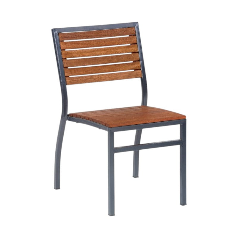 Premium 4 Seater Hardwood Outdoor Garden Patio Dining Set With Metal Frame – Square Table Stackable ChaIrs Brackenstyle Dorset