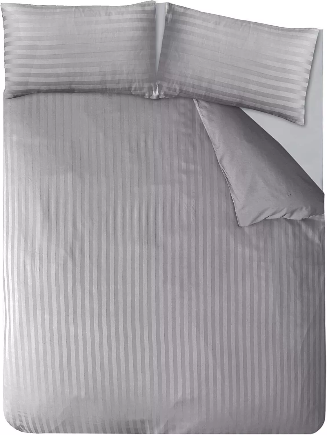 Sleepdown Hotel Collection Satin Stripe 235 Thread Count Pure Cotton KING SIZE Duvet Set