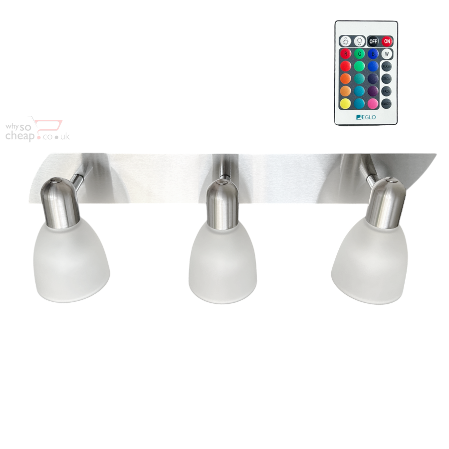 Eglo Enea-C 3 Bulb Bar Spotlight Dimmable – E14-Led RGB Bulbs Included – Matt Nickel SKU 75375