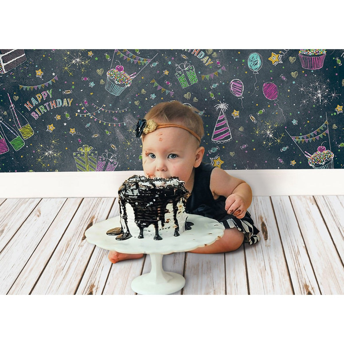 4 x Photography Backdrop Paper - White Washed Wood, 1.2x3.7m each by Ella Bella