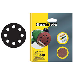 5 Packs of 6 Flexovit Hook & Loop Sanding Discs 150mm Medium 80g - FLV26396
