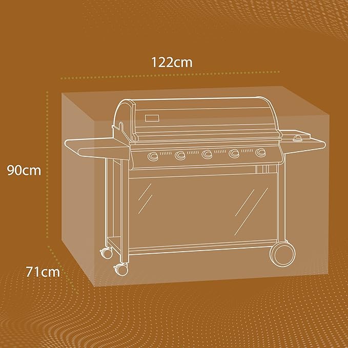 Garden & Home Co Premium Wagon / Trolley Barbecue Cover Grey Weatherproof Air Vents 122 x 71 x 90cm