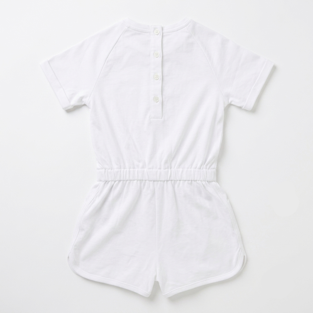 Girls Sleeveless Cotton Playsuit - White