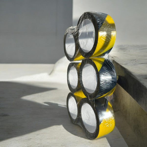 6 x Hazard Warning Tape 48 x 33mm Yellow/Black