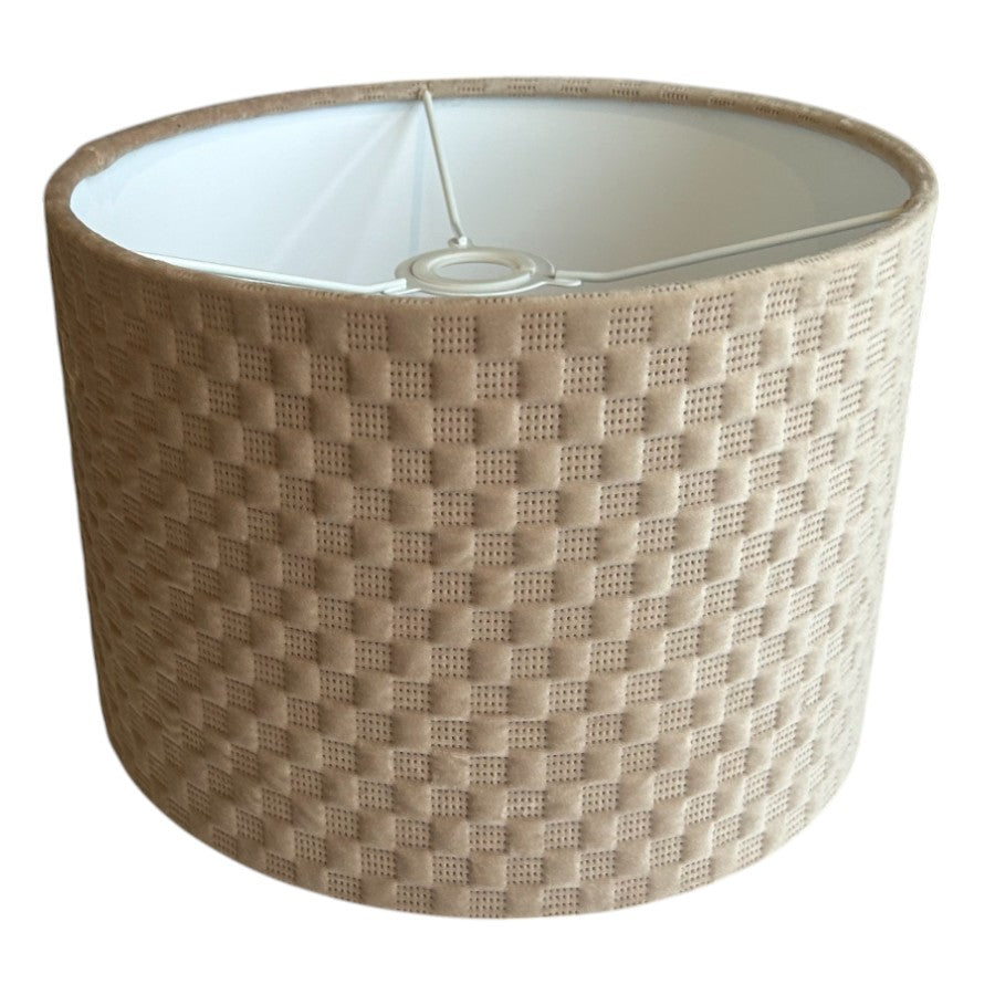 Shropshire Shades - Harrogate Natural Quilted Velvet Lamp Shade - Medium 33(D) x 20(H) cm