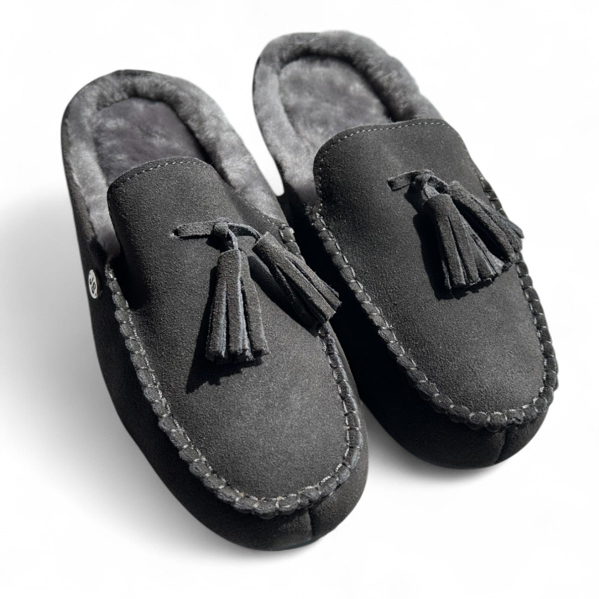 Just Sheepskin Men's Slippers Chiswick in Granite - UK Size 8 (EU 42)