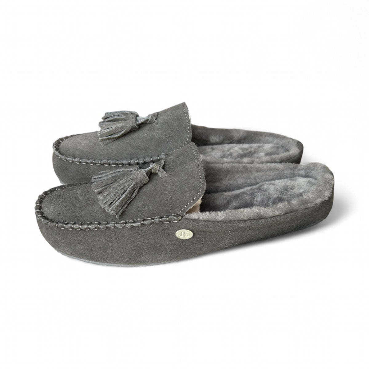 Just Sheepskin Men's Slippers Chiswick in Granite - UK Size 8 (EU 42)