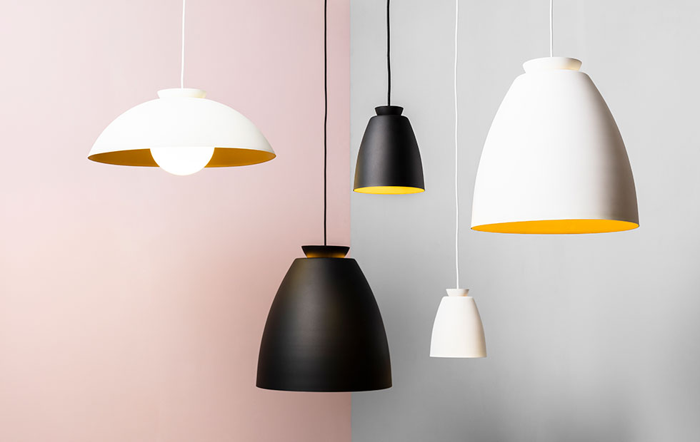 Innermost Chelsea 40 Black/Gold Pendant Light Modern Industrial Minimal W42 x D42 x H43cm