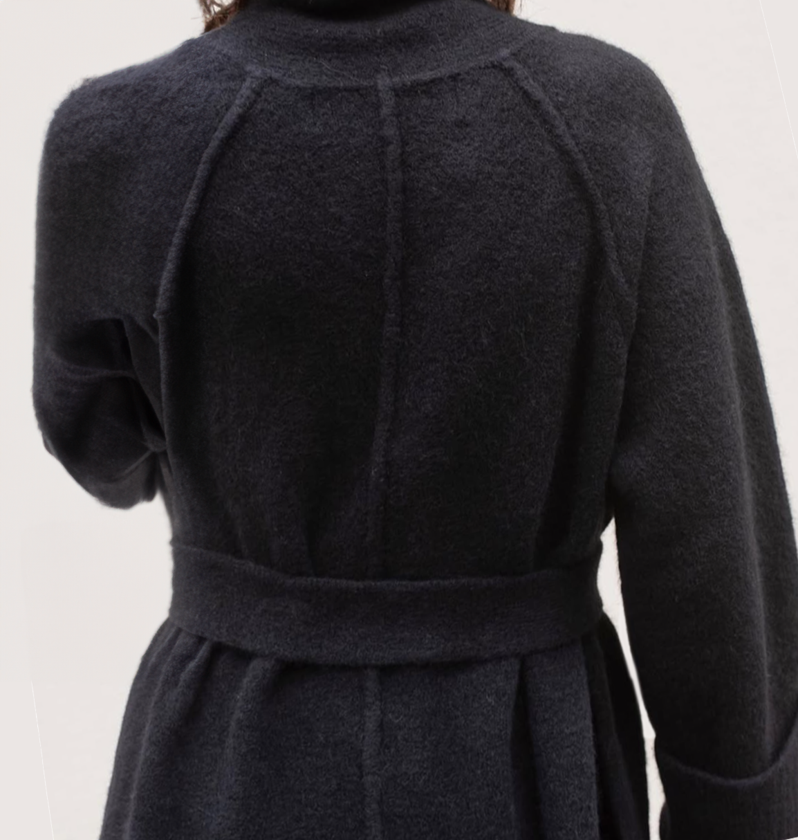 Isabel Benenato - Merino Wool Mix Longline Cardigan from the back