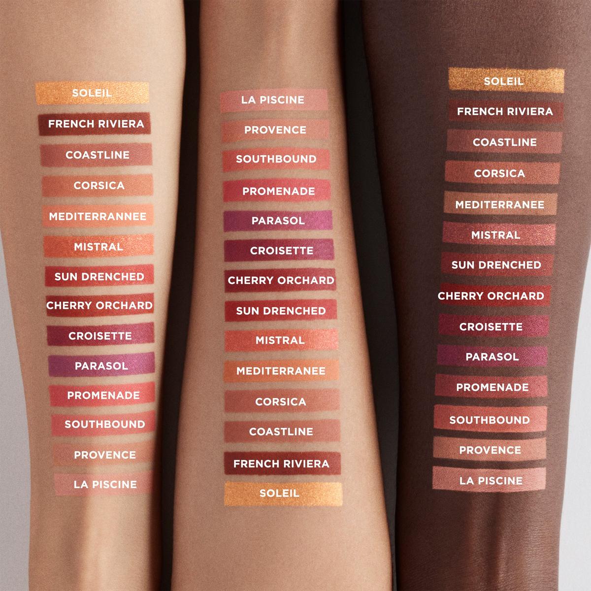 Color swatches with text labels on a brown background