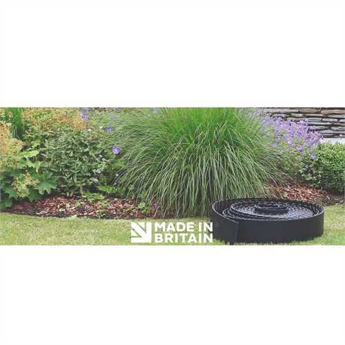 Apollo 10m Smartedge Flexible Lawn Edging Inc Fixing Clips- Black - H14cm