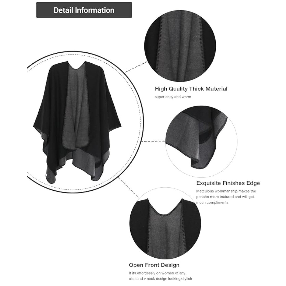 Luxury Ladies Printed Poncho Cape Reversible Oversized Shawl