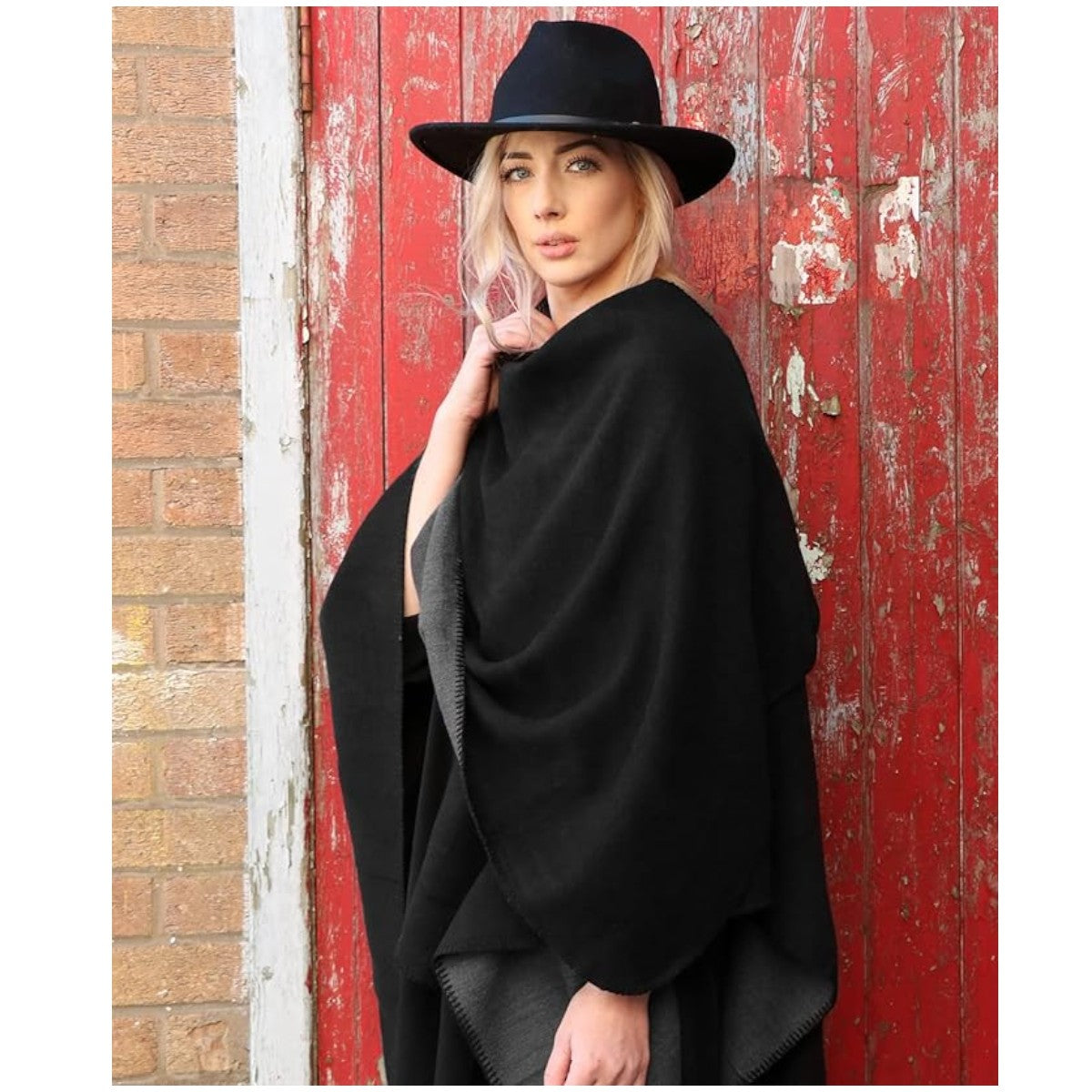 Luxury Ladies Printed Poncho Cape Reversible Oversized Shawl