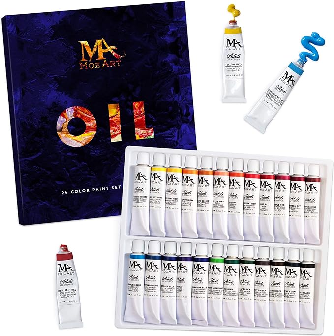 MozArt - Oil Paint Set – 24 x 12 ml Oil Based Paints