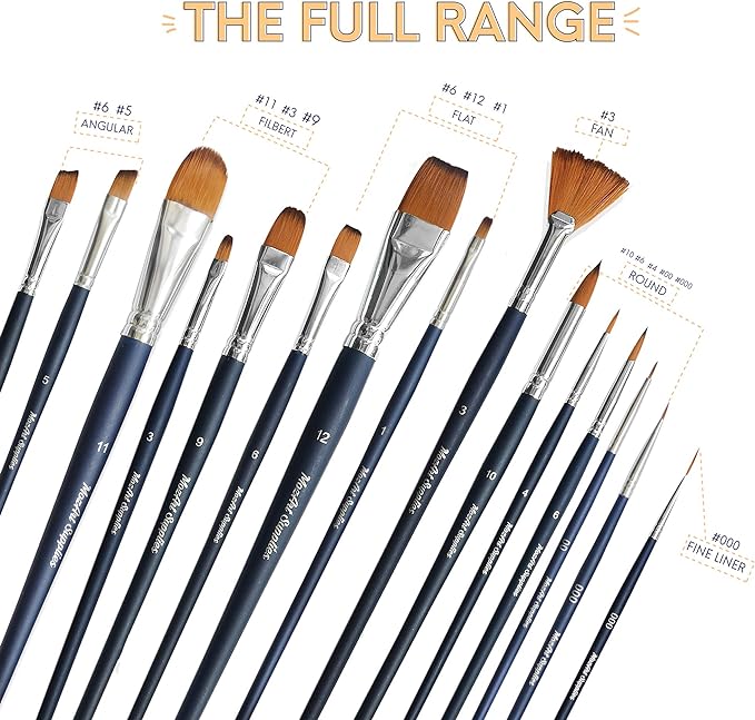 MozArt - Watercolour Brushes - 15 Pack with Premium Organizing Case