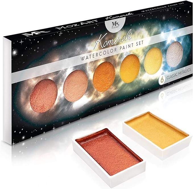 MozArt - Komorebi Metallic Watercolour Paint Set - 6 Shimmery Colours