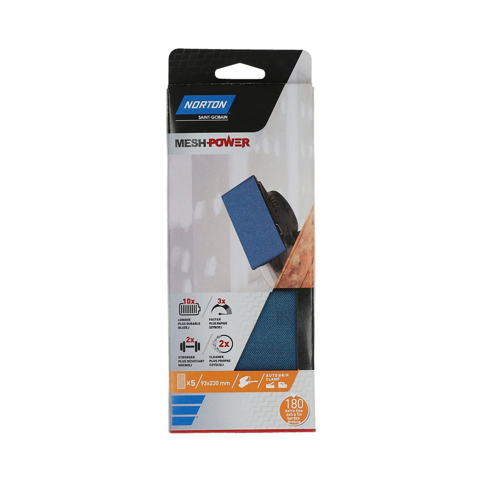 Norton Mesh Power 120 Grit 1/3 Sanding Sheet (L)93mm (W)230mm 5 Pack