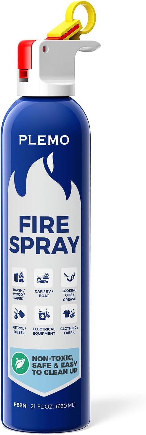 PLEMO Fire Extinguisher Home All-in-1, Car extinguisher for Kitchen, Caravan, Camping, Multi-purpose F62N