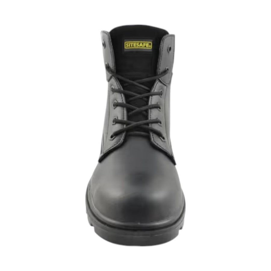 Sitesafe Trucker Metal Safety Leather Boots, Steel Toe Cap, S1P - Size 7, Black, Unisex