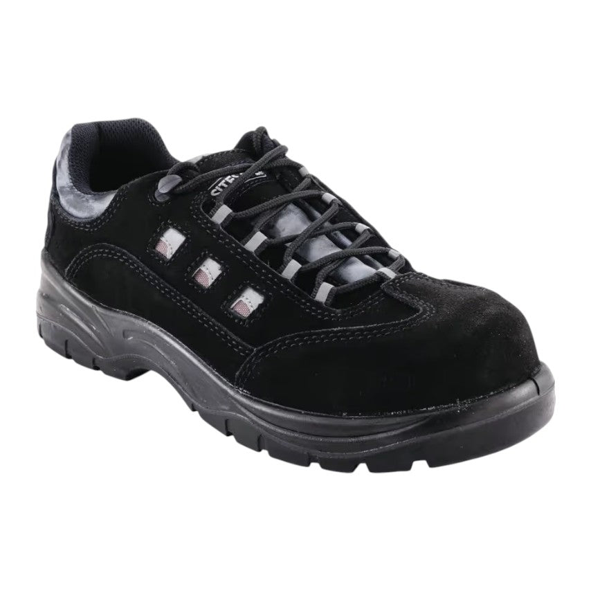 Sitesafe Unisex Safety Trainers, Black, Leather Upper, Composite Toe Cap, S1P - Size 13