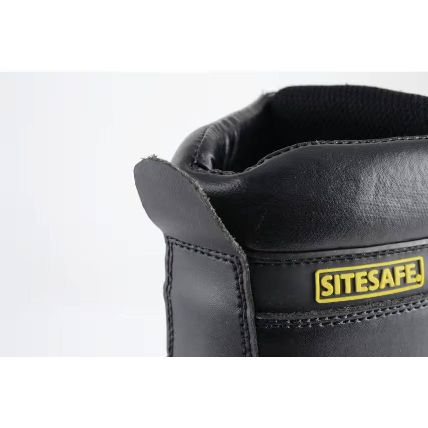 Sitesafe Trucker Metal Safety Leather Boots, Steel Toe Cap, S1P - Size 7, Black, Unisex
