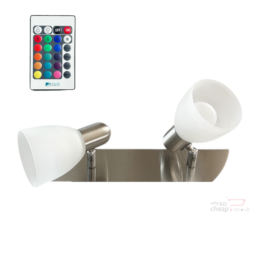 Eglo Enea-C 2 Bulb Bar Spotlight – E14-Led RGB Bulbs Included – Matt Nickel SKU 75374