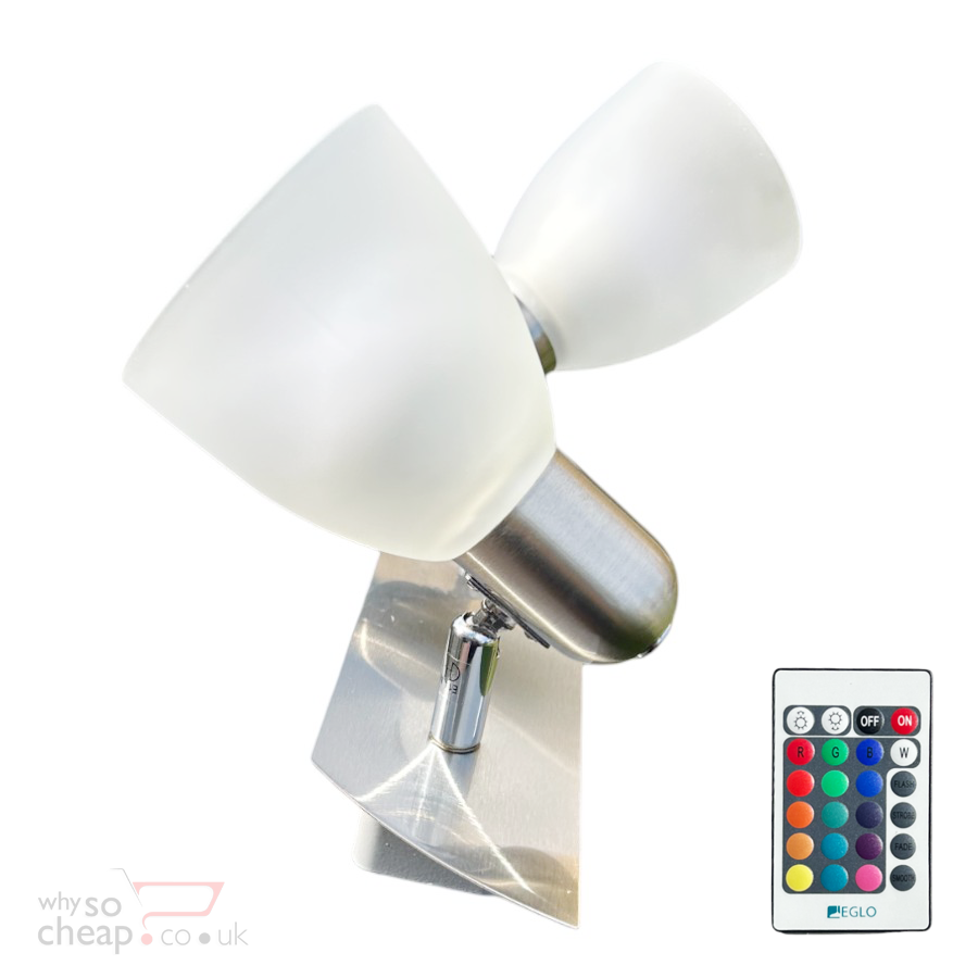 Eglo Enea-C 2 Bulb Bar Spotlight – E14-Led RGB Bulbs Included – Matt Nickel SKU 75374